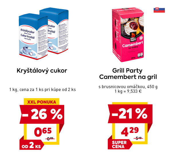 Kryštálový cukor, 1 kg, cena 0,65 € pri kúpe od 2 ks, so zľavou -26 %, označené ako 