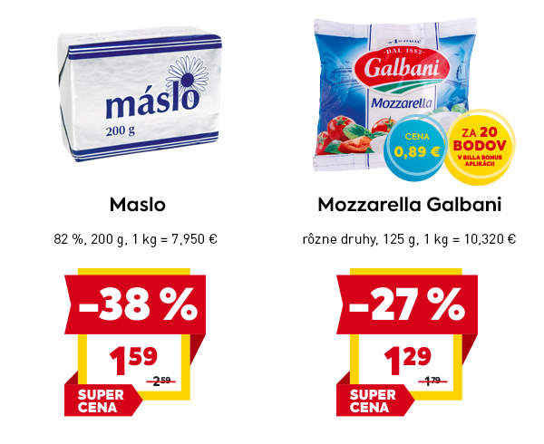 Maslo 82 %, 200 g, cena 1,59 €, so zľavou -38 %, označené ako 