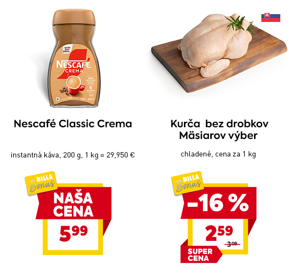Nescafe Classic Crema, instantná káva, 200 g, cena 5,99 €, s označením 