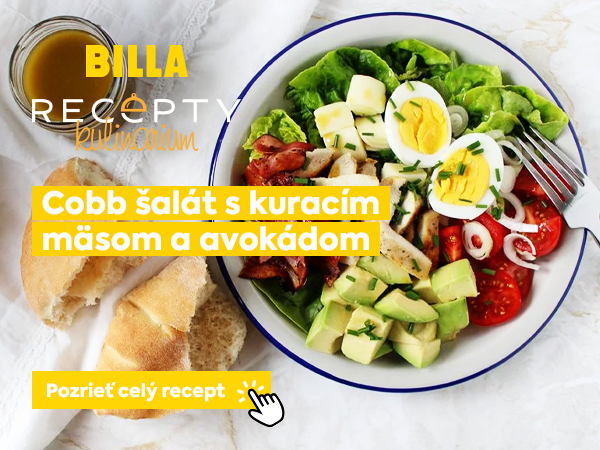 BILLA recept – Cobb šalát s kuracím mäsom a avokádom: ľahký a výživný letný tip na obed či večeru. Objavte kombináciu čerstvej zeleniny, šťavnatého mäsa a krémového avokáda. Tlačidlo „Pozrieť celý recept“.