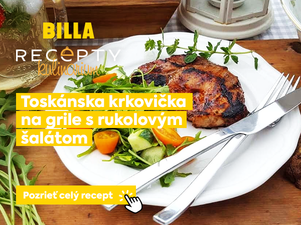BILLA RECEPTY Kulinárium – Božský jahodový koláč z krehkého cesta. Tlačidlo: „Pozrieť celý recept“.