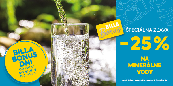 Využite špeciálnu 25 % zľavu na minerálne vody s BILLA Bonus