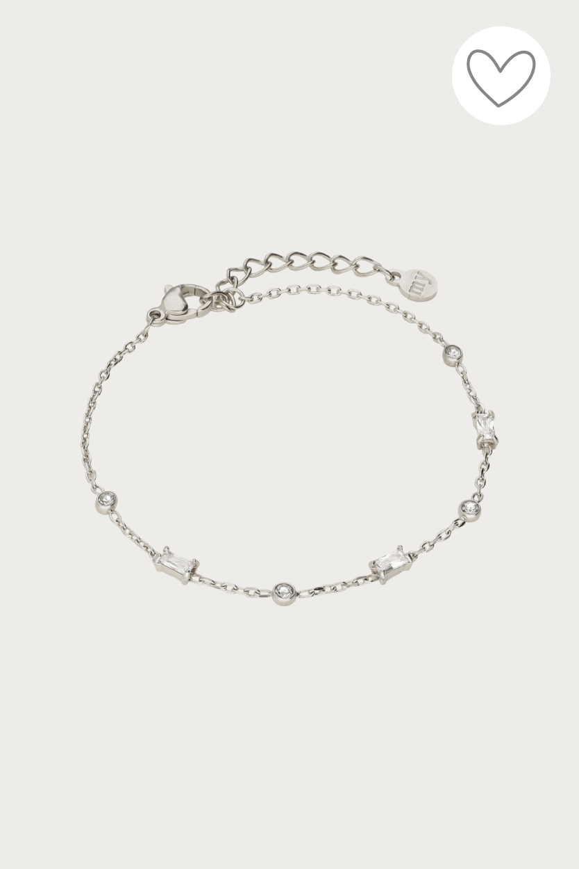 Minimalistische armband met ronde en vierkante strass