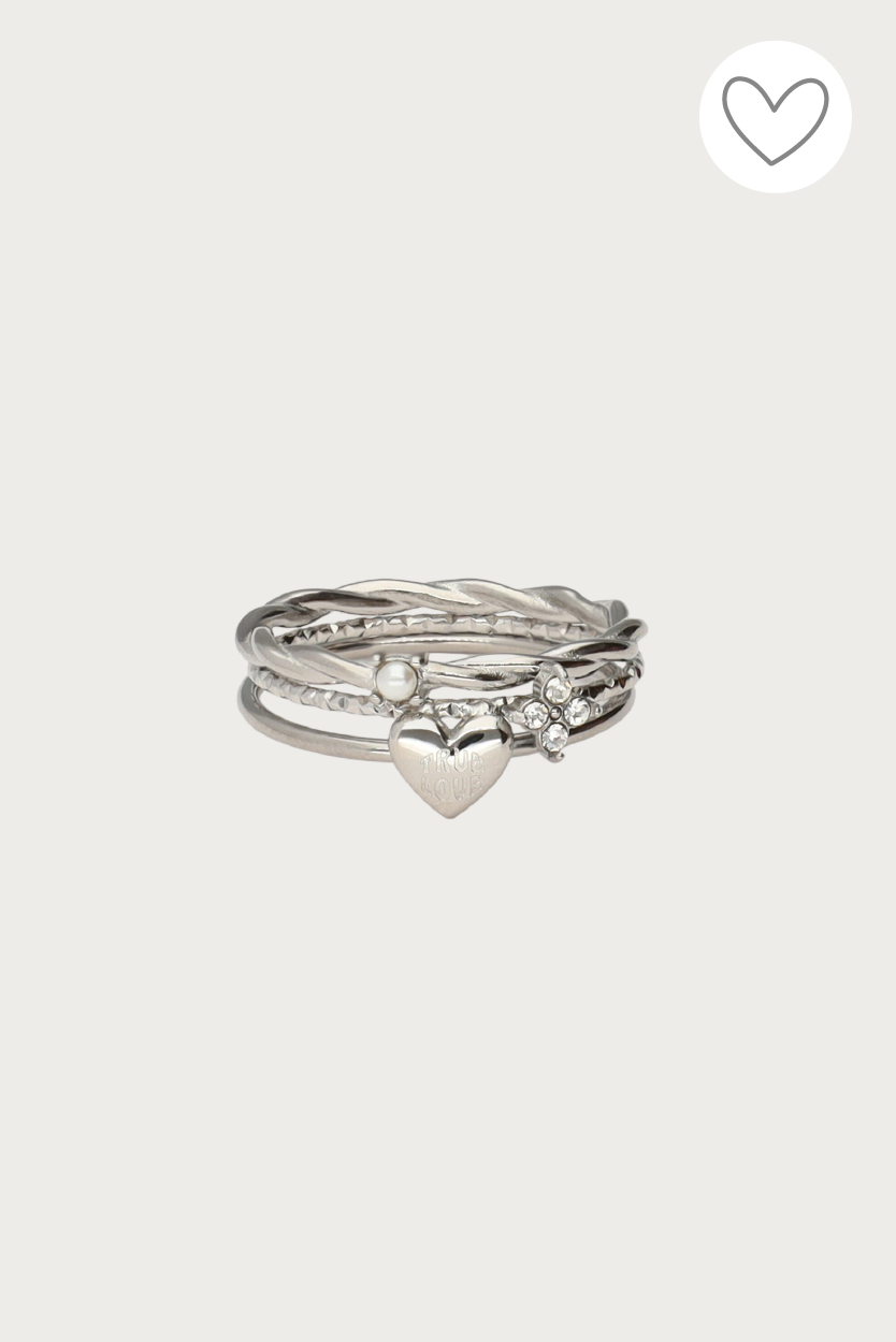 Driedubbele ring love met strass