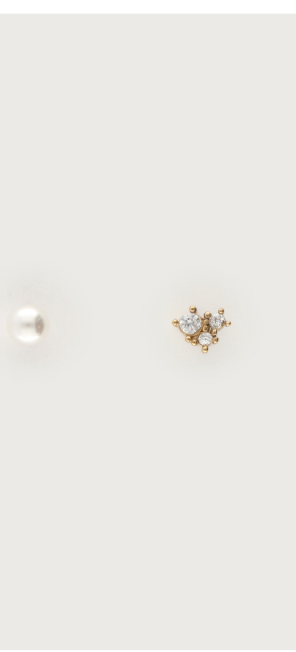 Oor piercing set met imitatieparel en strass steen