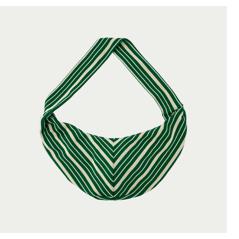 Groene crossbody tas met beige strepen