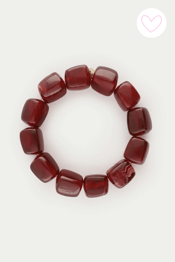 Bracelet maxi bordeaux avec perles fantaisie carrées