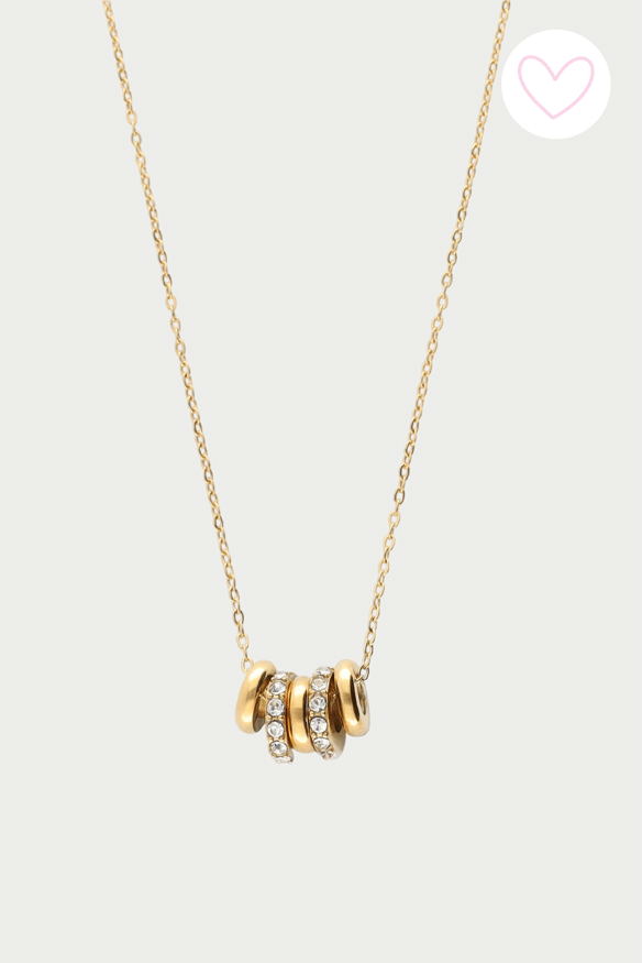 Midnight ketting met strass ringen