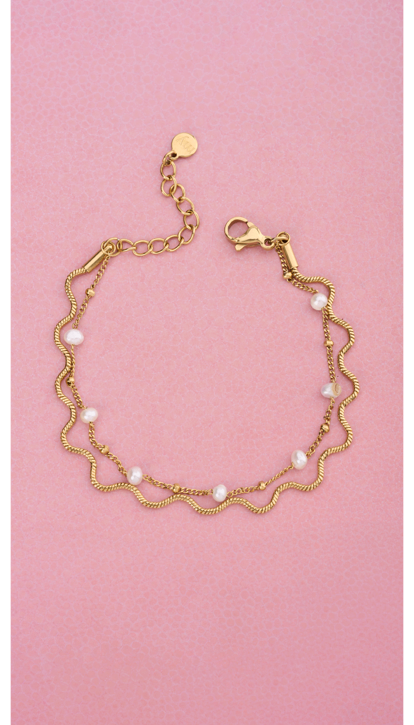 Bold doppeltes Armband mit Kunstperlen