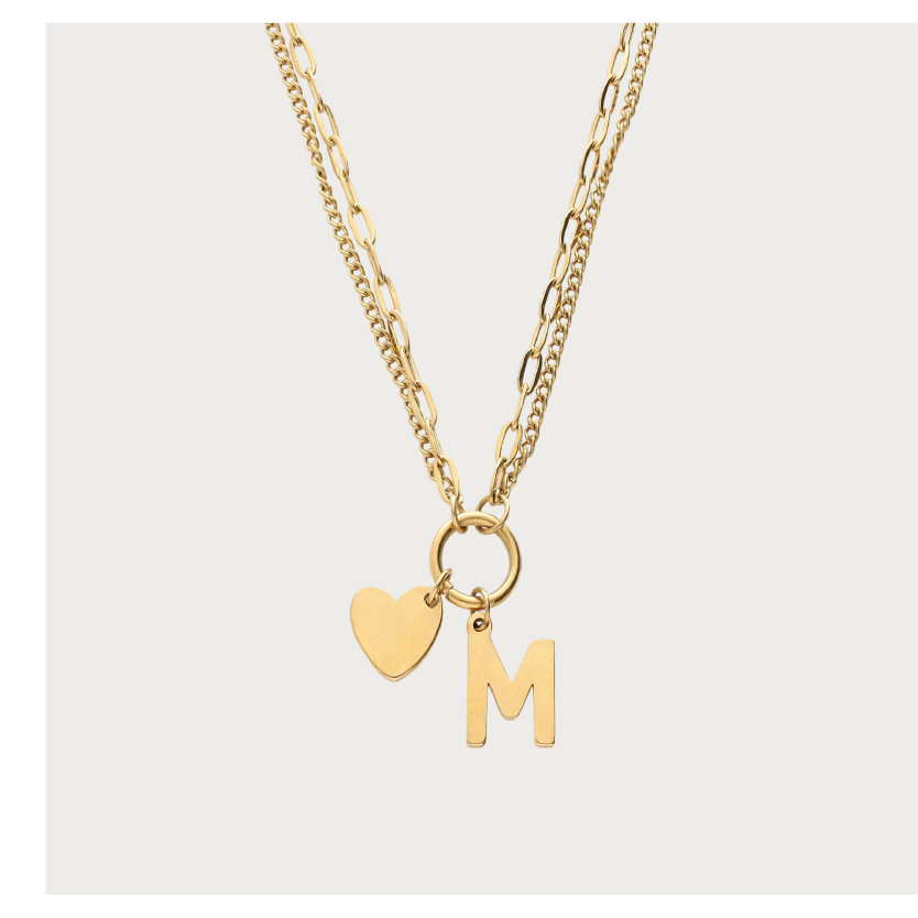 Dubbele schakelketting met initial