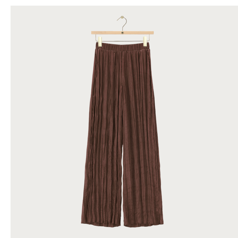 Bruine wijde broek met structuur