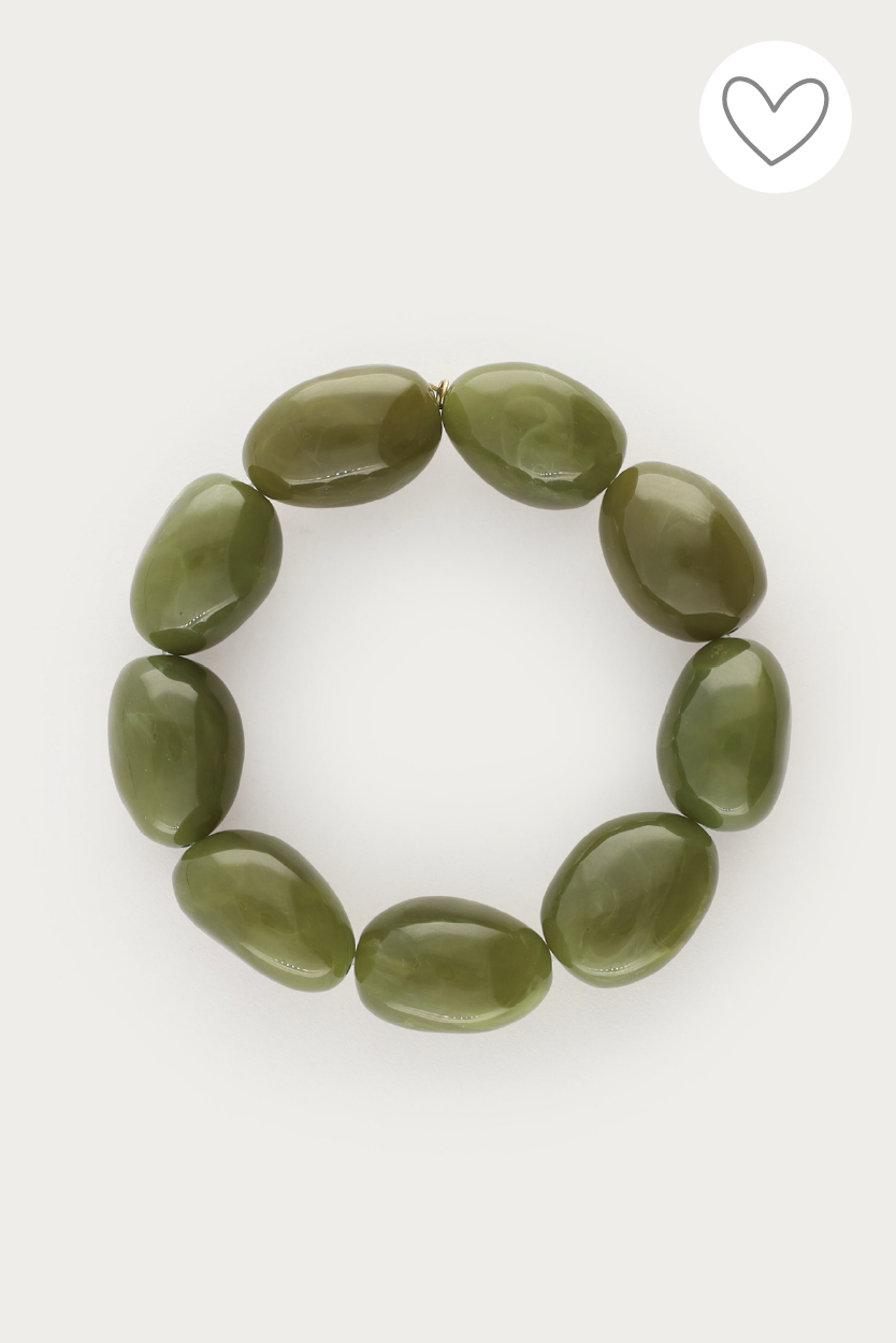 Bracelet vert foncé avec perles fantaisie