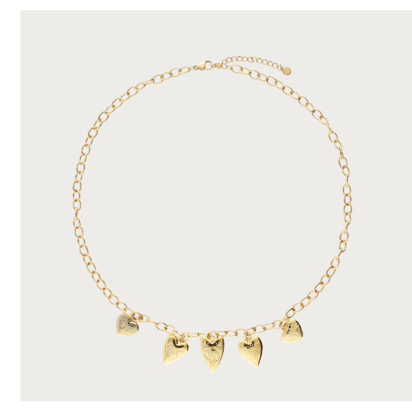 Statement-Gliederkette mit 5 Herzen