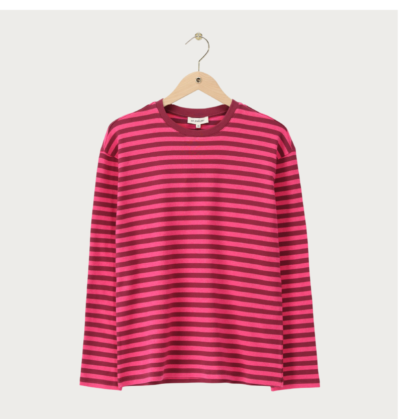 Pink gestreiftes Langarmshirt
