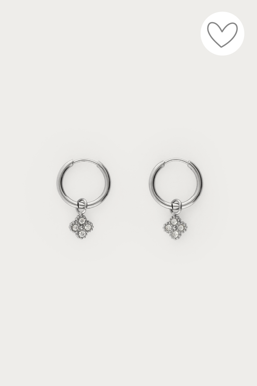 Boucles d'oreilles Midnight avec mini trèfle rond