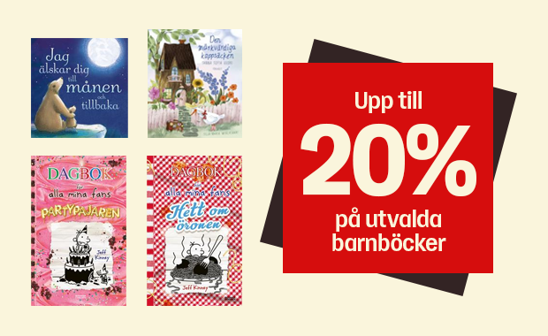 Utvalda barnböcker och budskapet: Upp till 20% på utvalda barnböcker.