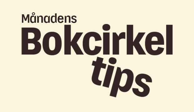  Bild med texten Månadens bokcirkeltips i mörkbrun text mot ljus bakgrund.
