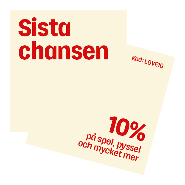 Sista chansen: 10% på spel, pyssel och mycket mer med kod LOVE10.