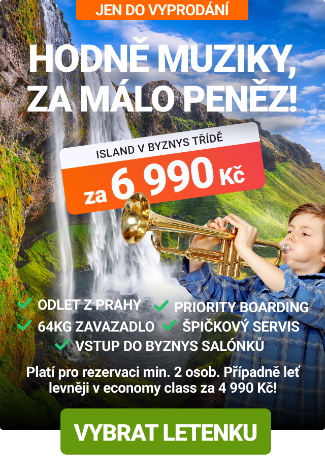 Akční letenky v byznys třídě na Island