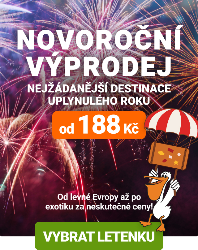 Novoroční výprodej letenek od Pelikána od 188 Kč