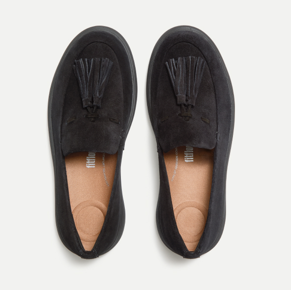 IQ-COMFF SUEDE TASSEL LOAFERS - All Black 