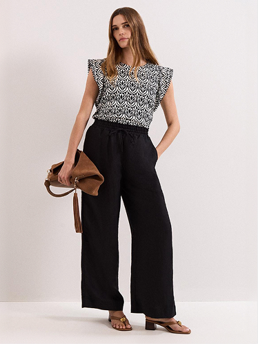 Beth Printed Trim Detail Top