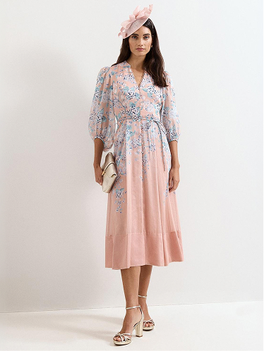 Alison Linen Blend Floral Midi Dress