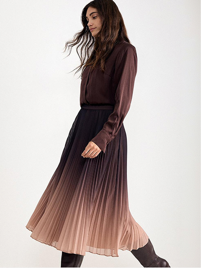 Tallulah Ombre Pleated Midi Skirt