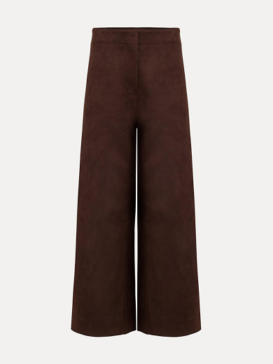 Remi Faux Suede Wide Leg Cropped Trousers