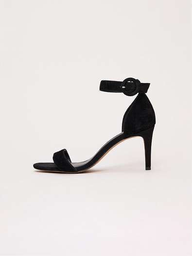 Suede Ankle Strap Heeled Sandals