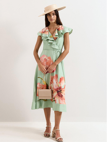 Matilda Linen Blend Floral Midi Dress