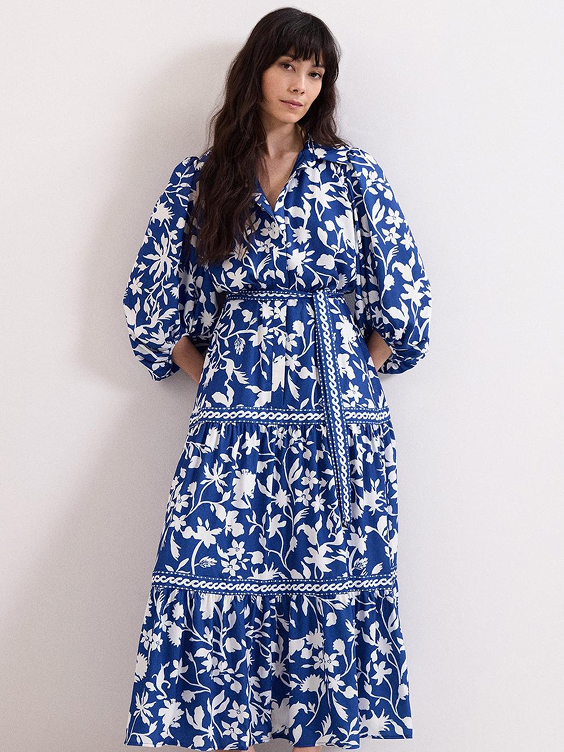 Coralie Blue Midi Shirt Dress