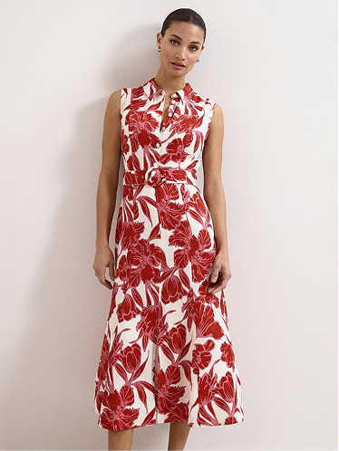 Elspeth Floral Linen Blend Midi Dress