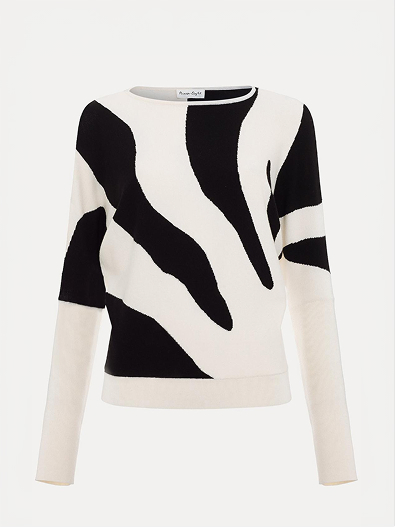 Lopy Printed Batwing Slash Neck Jumper