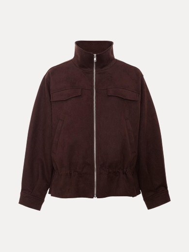 Nina Faux Suedette Funnel Neck Jacket