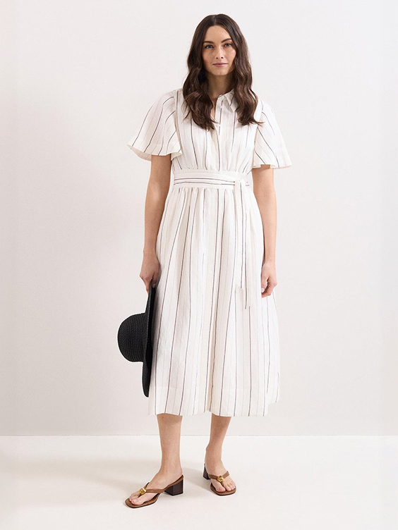 Marielle White Stripe Shirt Dress
