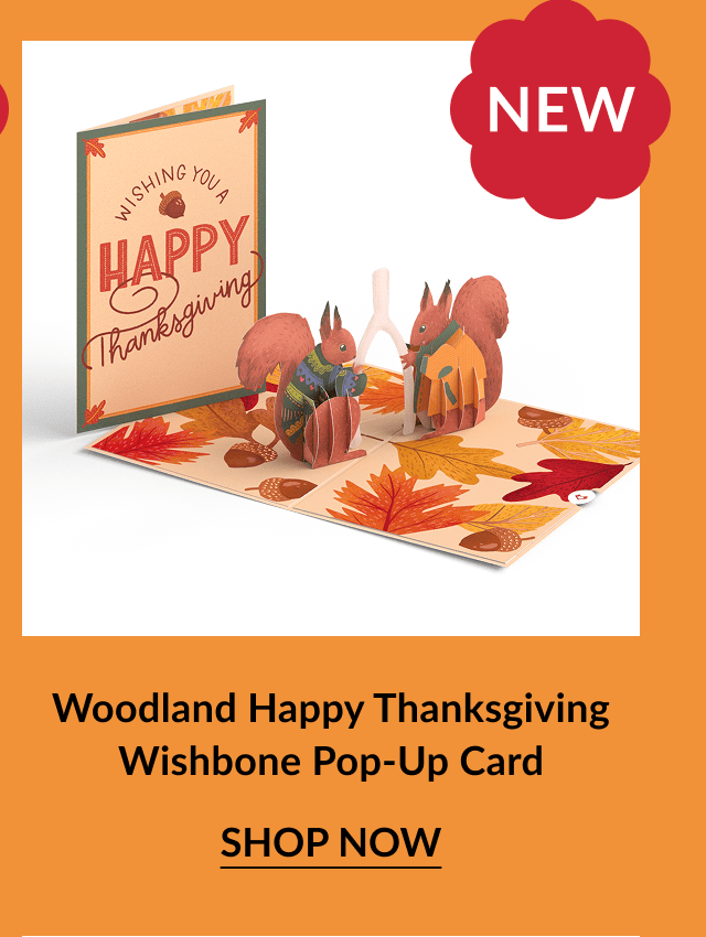 Woodland Happy Thanksgiving Wishbone Pop-Up Card with a woodland Thanksgiving design
