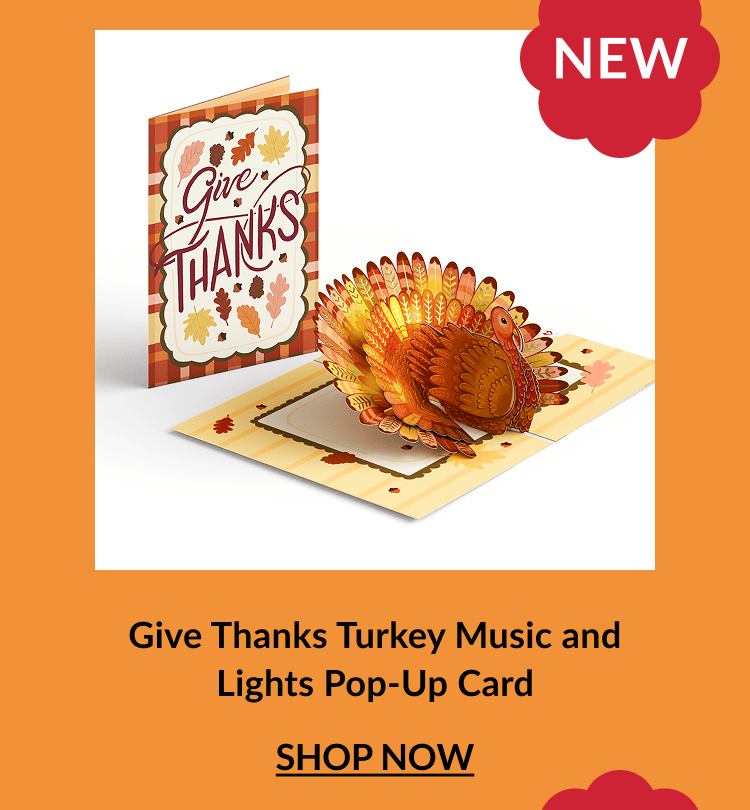 Mobile Give Thanks Turkey Music and Lights Pop-Up Card for a Thanksgiving greeting