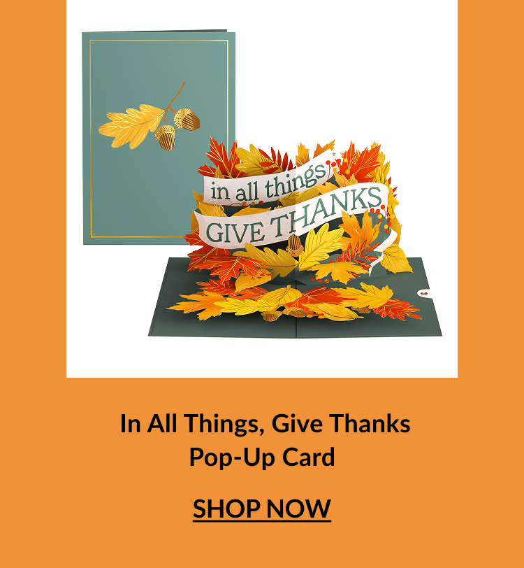Mobile In All Things, Give Thanks Pop-Up Card with a gratitude message