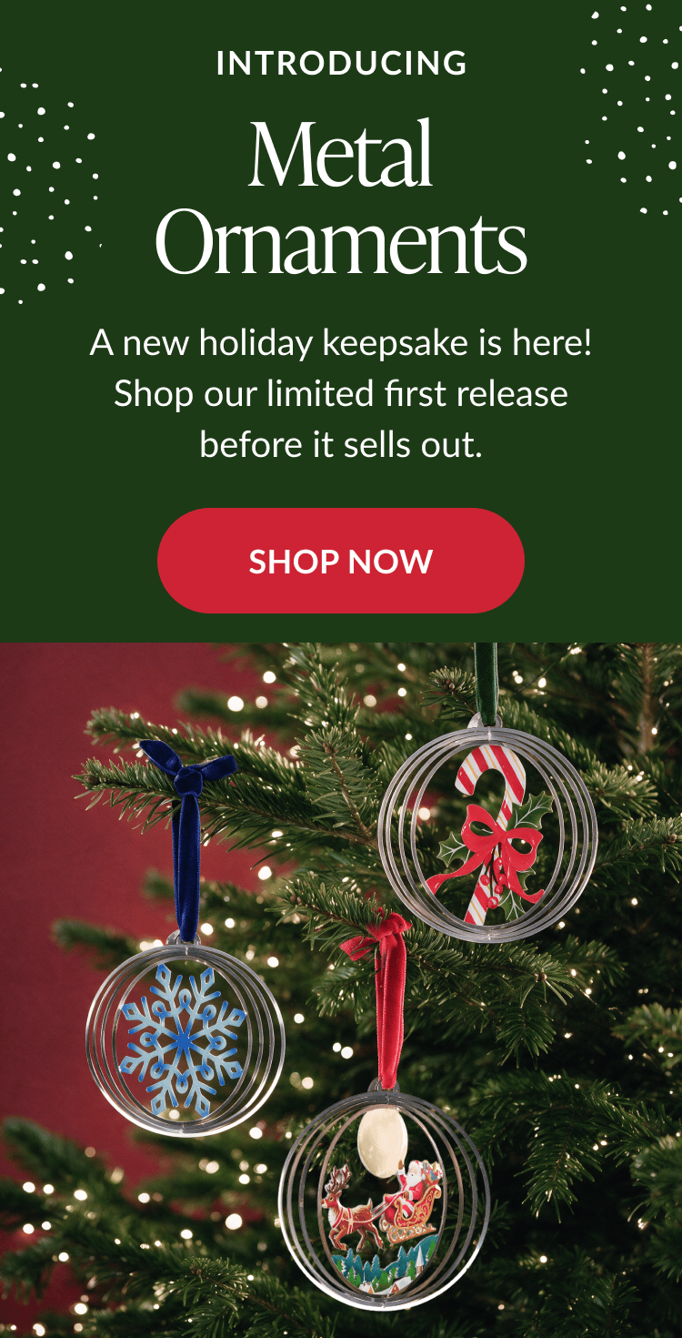 Mobile Holiday Metal Ornament Cards hero with festive metal ornament card designs for early access