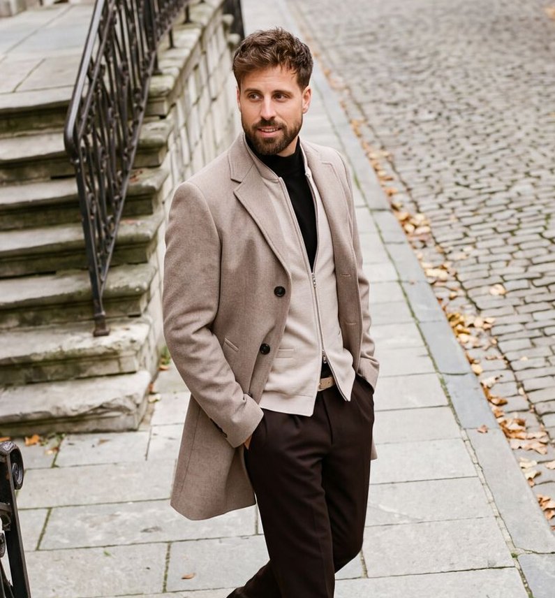Taupe jas Stefano Lauran