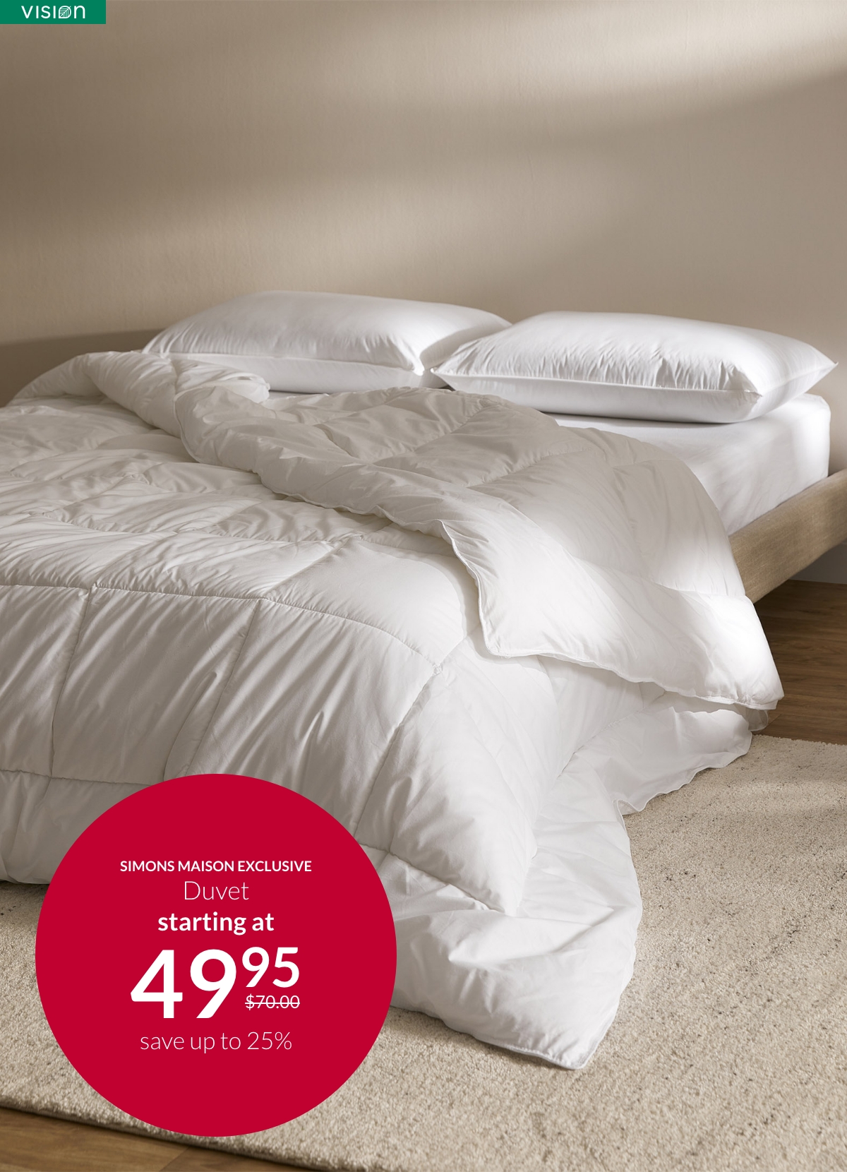 Simons Maison exclusive Sonatine duvet starting at 49.95$ instead of 70$.