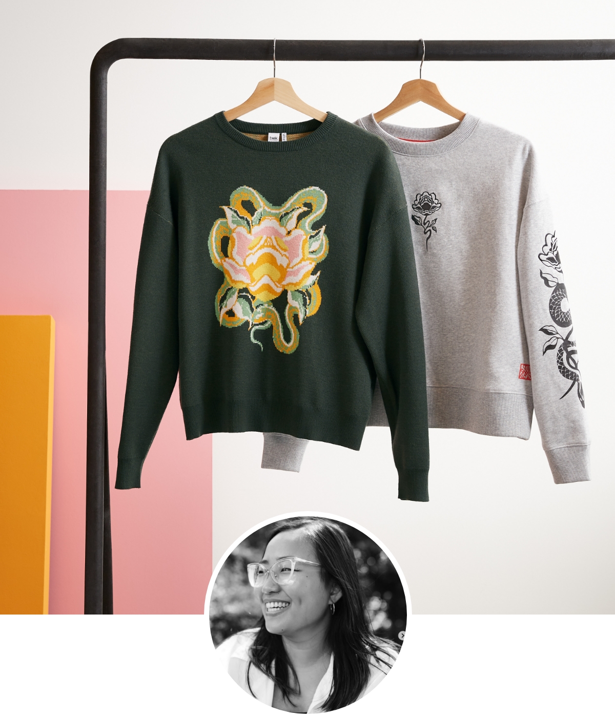 Sweaters from our exclusive Lunar New Year collection in collaboration with Carolyn Wong.