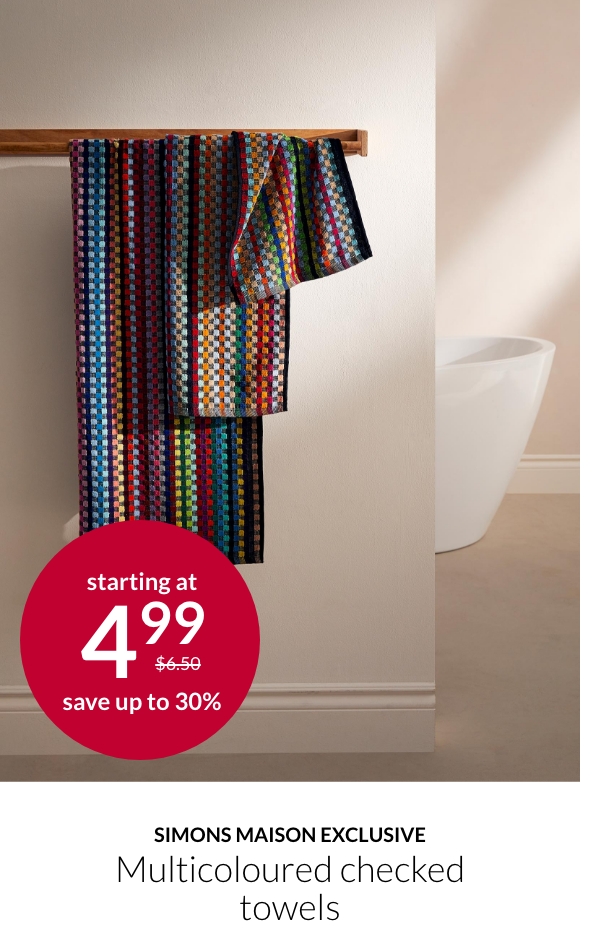 Simons Maison Exclusive Multicoloured checked towels starting at 4.99$ instead of 6.50$