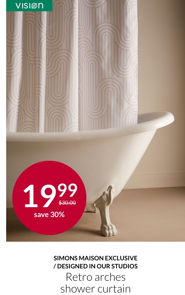 Vision Simons Maison Exclusive/Designed In Our Studios Retro arches shower curtain at 19.99$ instead of 30.00$