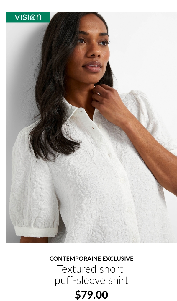 Contemporaine exclusive Textured short puff-sleeve shirt at 79$