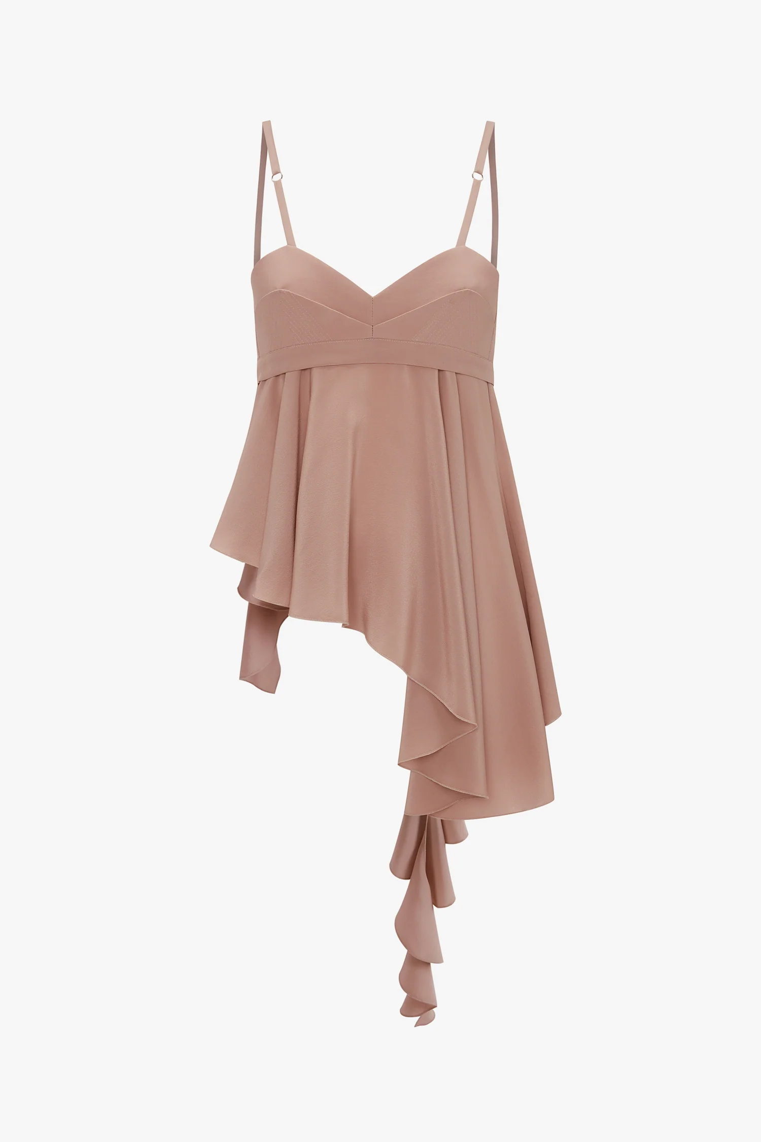 bra detail ruffle cami in taupe