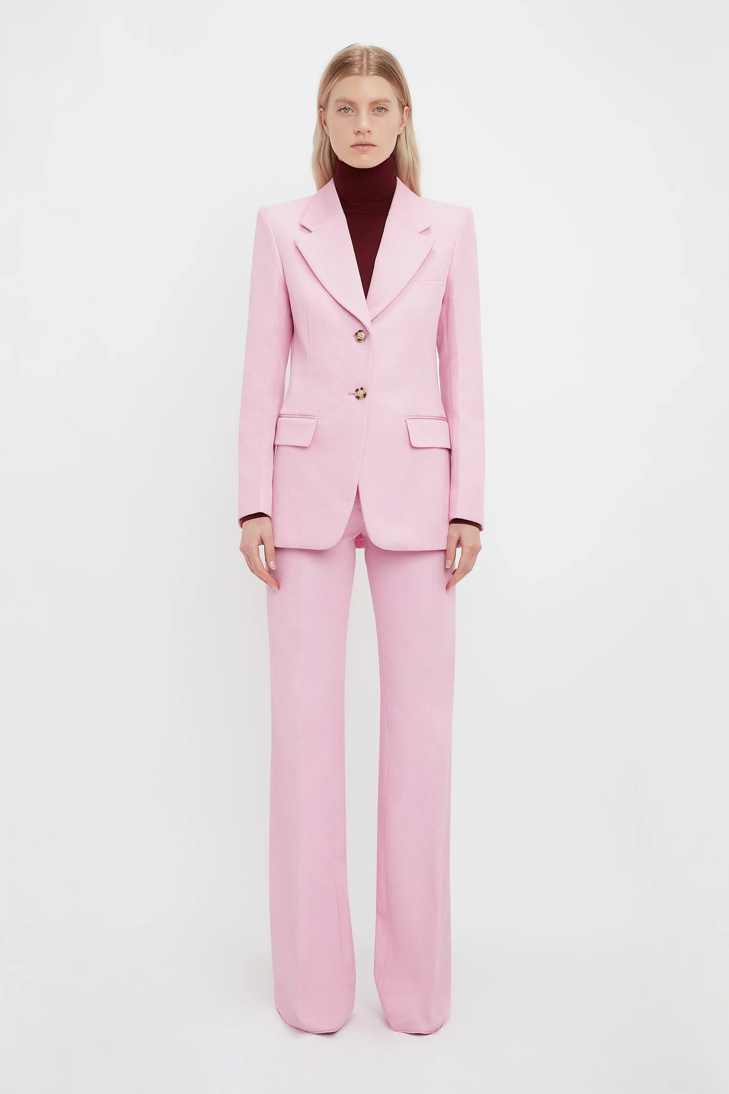 single button jacket in bubblegum