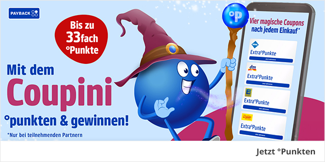 Mit dem Coupini °punkten & gewinnen! Bis 33fack °Punkte.