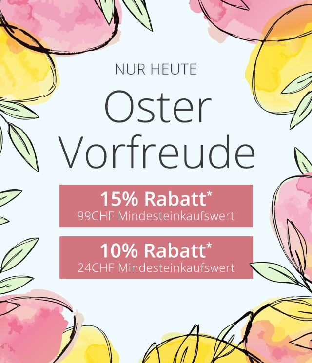 Oster Vorfreude -  15% Rabatt* ab 99 CHF Einkaufswert und 10% Rabatt* ab 24 CHF Einkaufswert - Nur heute! 